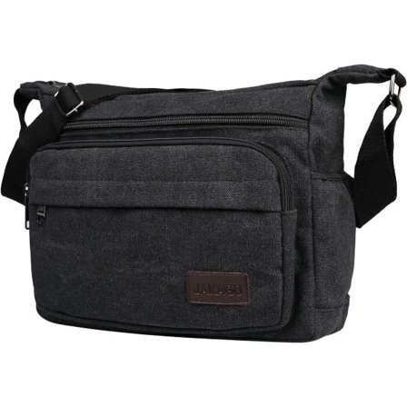 Vanntett Messenger Skulderveske 13 Tommers Multi Canvas Crossbody Veske For Menn Casual Lett Utendørs Fiskeveske Camping Svart