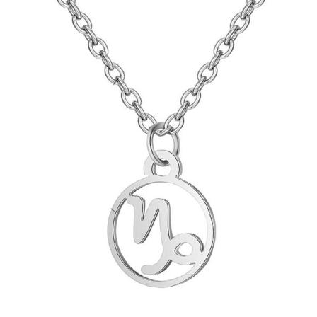 Halsband Stjärntecken Stenbocken Zodiak Capricorn Rostfritt Stål Silver