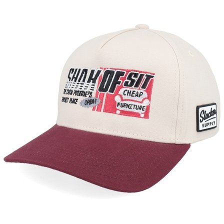 Slacker Supply - Svart adjustable Caps - Shak Of Sit Shop Canvas Beige/Burgundy A-frame Adjustable @ Hatstore