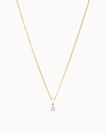 Laboratoriedyrked Diamanthalskæde Simone 18K Gultguld - Pæreslebet Diamant