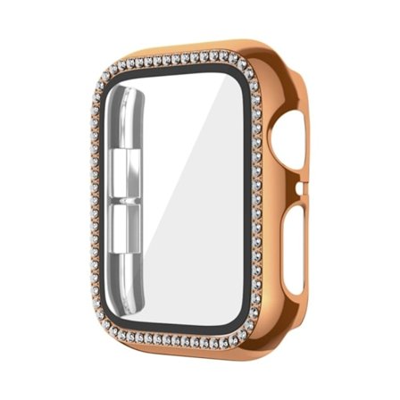 Stötdämpande fodral Apple Watch Ultra 49mm / Ultra 2 49mm Galvaniserat klockfodral med härdat glasfilm - Roséguld