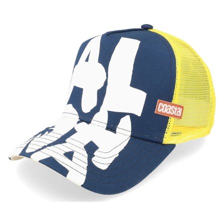 Coastal - Blau trucker Cap - Big Aloha Navy/Yellow Trucker @ Hatstore
