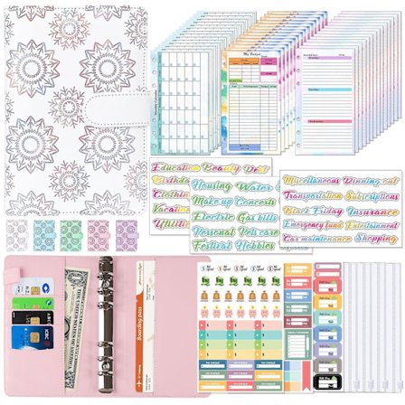 Budget Binder med Lynlåsekonvolutter, A10 Lommer Planner Pengekonvolutter