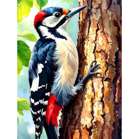 Spætte Diamantmaleri Kit, 5D DIY Fuld Bor Rhinestone Broderi, Skovfugl Mosaikkunst, Natur Vægdekoration Gave til Fugleelskere