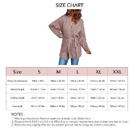 Dame Bindebånd Trøje Langærmet Åben Front Droppede Skulder Ren Farve Løs Dame Cardigan Ydertøj med Lommer Pink XXL