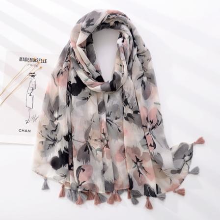 Dam Halsduk Sjal 2022 Vår Höst Lång Solskydd Casual C716-pink Gray 180*90cm