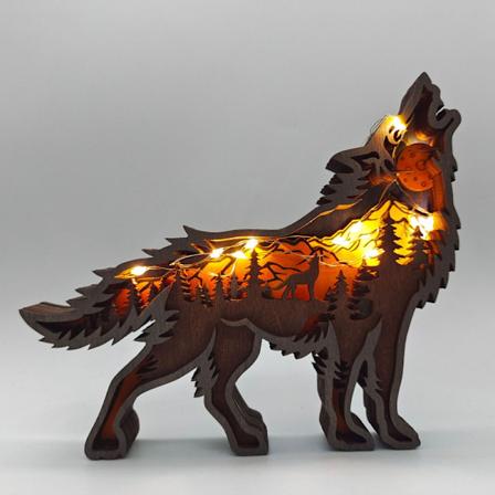 3D ulvehode skulpturlampe, dekorasjon