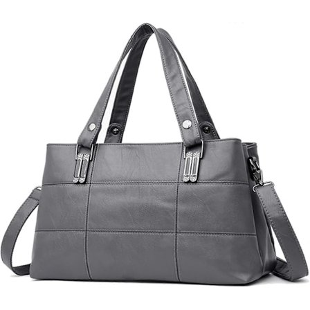 Naisten käsilaukut, nahkainen olkalaukku, crossbody-laukku, naisten shopper-laukku, olkalaukku, design-laukku (harmaa)
