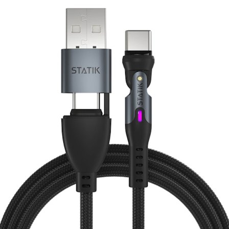 STATIK 360 Pro - Magnetisk spidskabler USB-C/Lightning/MicroUSB 1m Sort