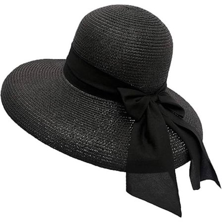 Dame Bredskyggede Stråhat Dame Panama Kirke Derby Hat Solhat med Rosette Spand Sommer Trilby Rejse Strand Klassisk Flad Fedora til Bryllupsfest