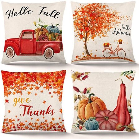 Efterår pudebetræk Efterår græskar pudebetræk Ferie rustikke linned pudebetræk til sofa sofa Thanksgiving dekorationer