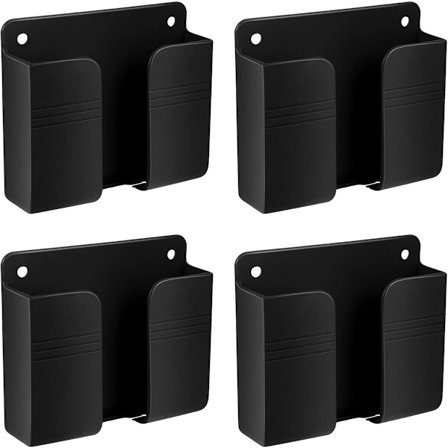 Mobiltelefonveggfeste med lim, 4 stk. mobiltelefonveggfester, veggladerholder, for mobiltelefonholder, svart