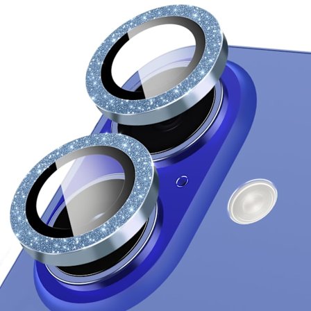 Kamerlinsskydd för iPhone 16 / iPhone 16 Plus, Glitterdekoration Individuella Linsskydd, Ultratunn, Blå