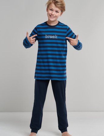 Schiesser Boys Pyjama Long - Navy - 176
