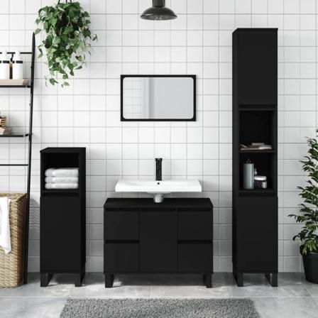 vidaXL Badrumsskåp svart 30x30x100 cm konstruerat trä Svart