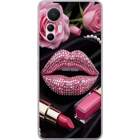 Kompatibelt Mobilskal till Xiaomi Xiaomi 12 Lite Röda läppar diamanter smink glittrar