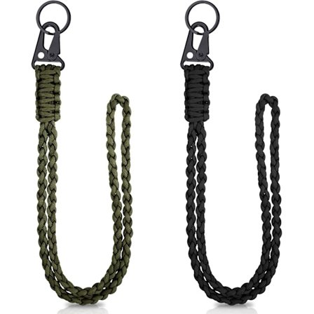 2 Sett Kraftig Paracord Lanyard Halskjede Fløyter Stropp Flettet 550 Nøkkelring Lanyard for Utendørsaktiviteter