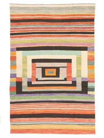 199X304 Alfombra Kilim Moderno Moderna Naranja/Negro (Lana, Afganistán) Carpetvista