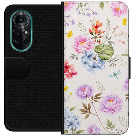 Kompatibel Tegnebogsetui til Huawei Huawei nova 8 Pro Blomstret mønster med håndmalede blomster, sommerfugle og insekter i romantisk skandinavisk st