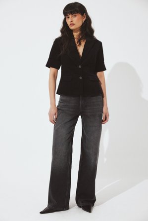 NA-KD Alley High Waist Wide Jeans - Wide Leg Jeans - Grå - EU 44