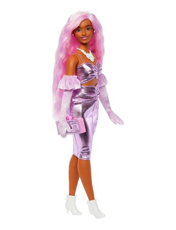Barbie Deluxe Style Doll #1 In Glossy Pink Core Dress With Velvet Gloves, Pink Hair - Multi/patterned - ONE SIZE