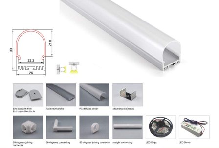 SYNERGY 21 LED U-Profil 200cm, ALU044-PC
