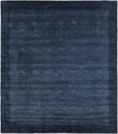 250X300 Eén Kleur Groot Handloom Frame Vloerkleed - Donkerblauw Wol