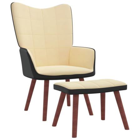 Vidaxl Vilstol Med Fotpall Gräddvit Sammet Och Pvc Creme
