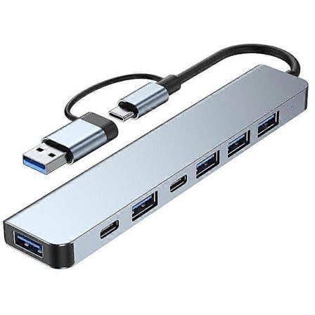 2217TU 7-in-1 Kannettavan Tietokoneen Tabletti USB-keskitin Laajennus Dock USB 3.0 / USB-C Moniporttisovitin