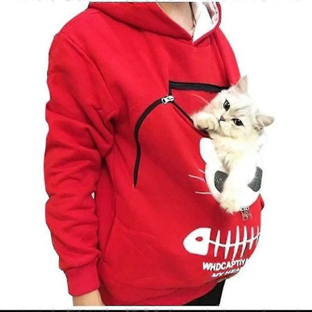 Sweatshirt Kattälskare Hoodie Känguru Hund Djur Tass Tröjor Mysficka Sweatshirt Ficka Djur - JA
