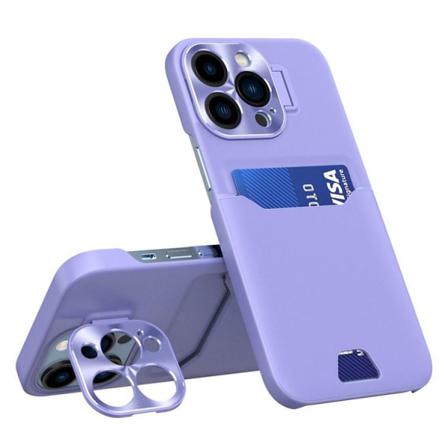 Iphone 14 Pro Skal Korthållare Linsram Kickstand - Lila