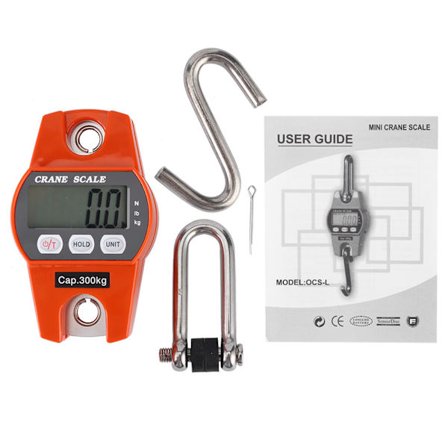 Mini Kannettava Digitaalinen LCD-näyttö Ripustusvaaka Sähköinen Vaaka 300kg 600lb Oranssi