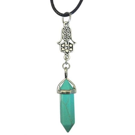 Necklace - Hamsa - Hand of Fatima - Howlite - Cord