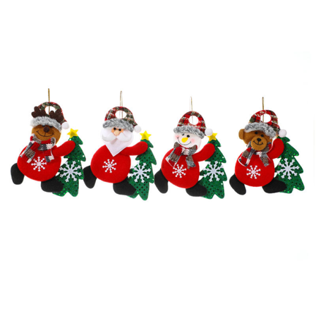 4 stykker jule stoff små anheng juletre