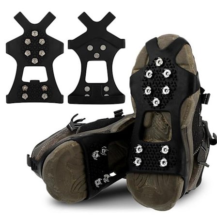 Broddar för skor och stövlar, halkskydd med 10 rostfria stålspikar, vinter utomhus anti-halk broddar