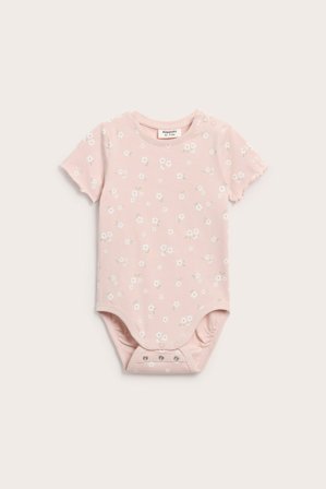 Kappahl | Liten blomstret kortermet body Rosa 80 | Baby