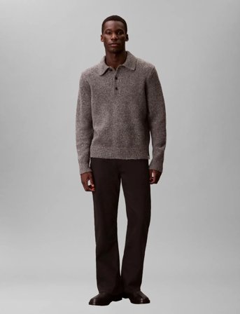 Calvin Klein Jeans Ls Nep Yarn Polo Sweater 3Gg - Grey - XS