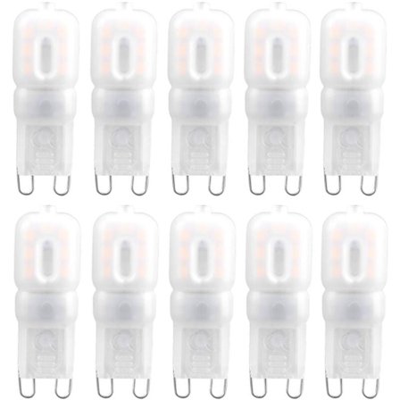 10 stk. G9 1,5W LED-pærer 14 stk. til loftlampe Varm hvid (230V)