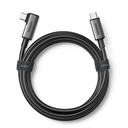 UGREEN USB-C till USB-C-kabel, vinklad höger, 5m - Svart