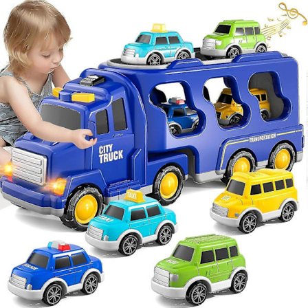 7 in 1 kuorma-auton kitkavoimalla toimiva leluauto, paloautolelut, rakennusautolelut, poliisiautolelut taaperoille, syntymäpäivälahjoja lapsille