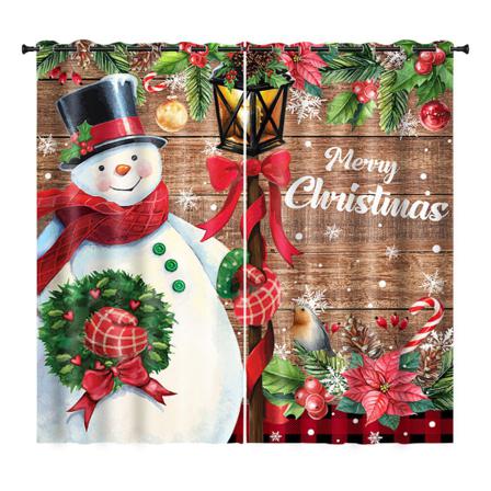 Xmas Multi-mönster Julgardiner Print Fönstergardin