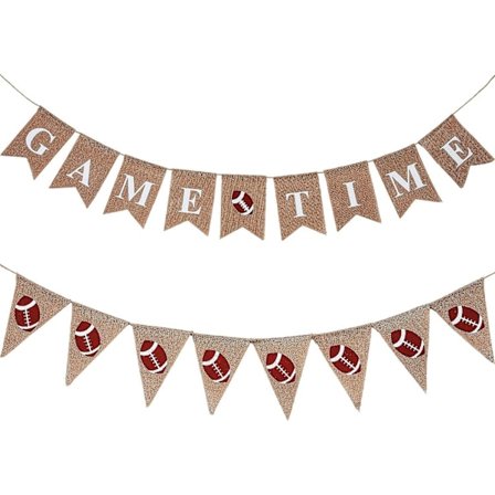 2 kappaletta jalkapalloaiheinen peliajan banneri, jalkapalloviiribanneri, urheilukangasbanneri, rustiikkinen jalkapallokoriste jalkapalloaiheisiin 