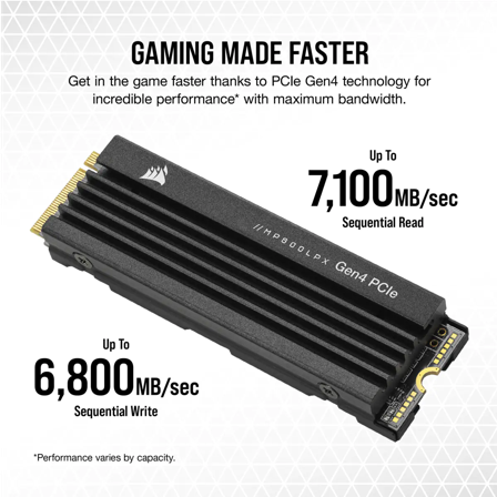 Corsair MP600 PRO LPX 4TB PCIe 4.0 SSD Gen4 x4 NVMe M.2 - PS5 optimized