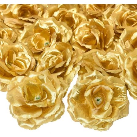 IC 30-pak guld blomster kunstige til dekoration kunstig silke guld roser kunstige blomster Hoveder naturtro falsk rose gave