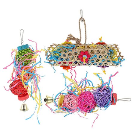 Foderlegetøj til kæledyr, fugle, tyggelegetøj til indendørs leg, syntetisk materiale, 23,1 x 7,9 x 7,9 cm, underholdning, 1 sæt [D]