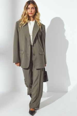 NA-KD Pantalon de tailleur ajusté à taille mi-haute - Pantalon cigarette - Vert - EU 32