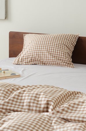 Jotex - Putevar 70x50 Cm - Økologisk Brun/hvit rutete - VERMONT - Kjøp Putevar hos Jotex