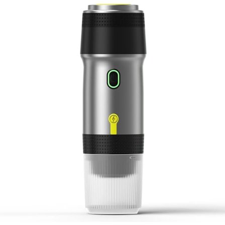 Bærbar kaffemaskine, 12V bærbar kaffemaskine, 3 i 1 bærbar espressomaskine, hurtig opvarmning, 4-6 minutters selvopvarmning (grå)