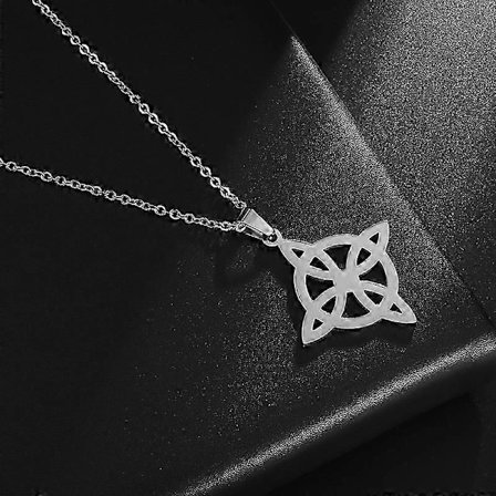 Häxknut Halsband Rostfritt Stål Magisk Knut Pagan Häxkonst Symboler Hänge Keltisk Knut Halsband Smycken Gåvor för Kvinnor