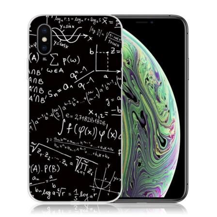 iPhone XS Hållbart mobilskal tillverkat av mjukt mönstrat silikon plast - Matematiska Symboler multifärg